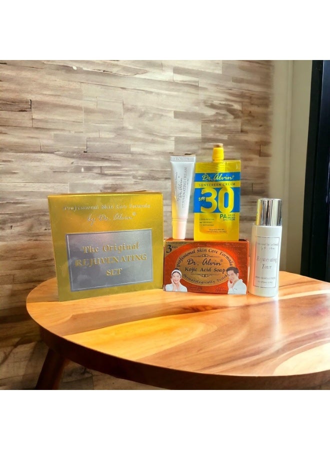 Dr. Alvin Original Rejuvenating Set with Kojic Acid Soap, Toner, Rejuvenating Cream and SPF 30 Sunscreen for Brighter, Smoother, Clearer and Younger Looking Skin - Image 5